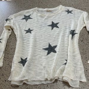 HEM & THREAD cream with navy stars sweater! Size small S